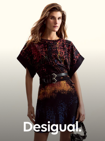 woman wearing Desigual clothing Australia colourful bold statement outfit