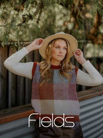 woman wearing Fields clothing Australia stylish knitwear outfit