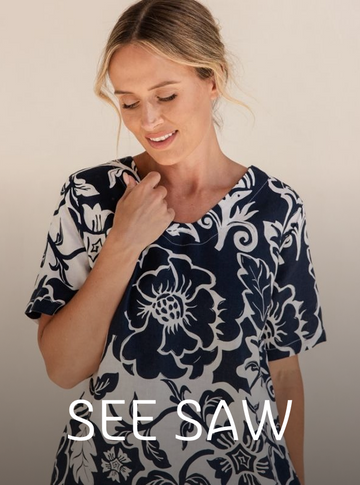 woman wearing See Saw outfit Australia relaxed casual everyday style