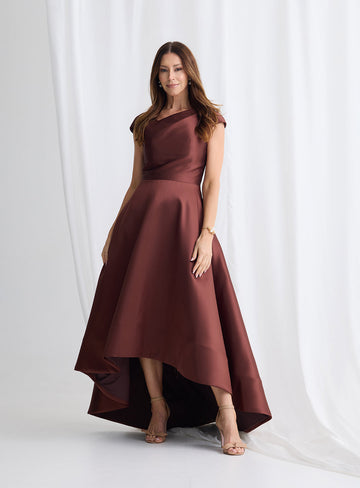 Chocolate brown hi lo dress elegant evening look