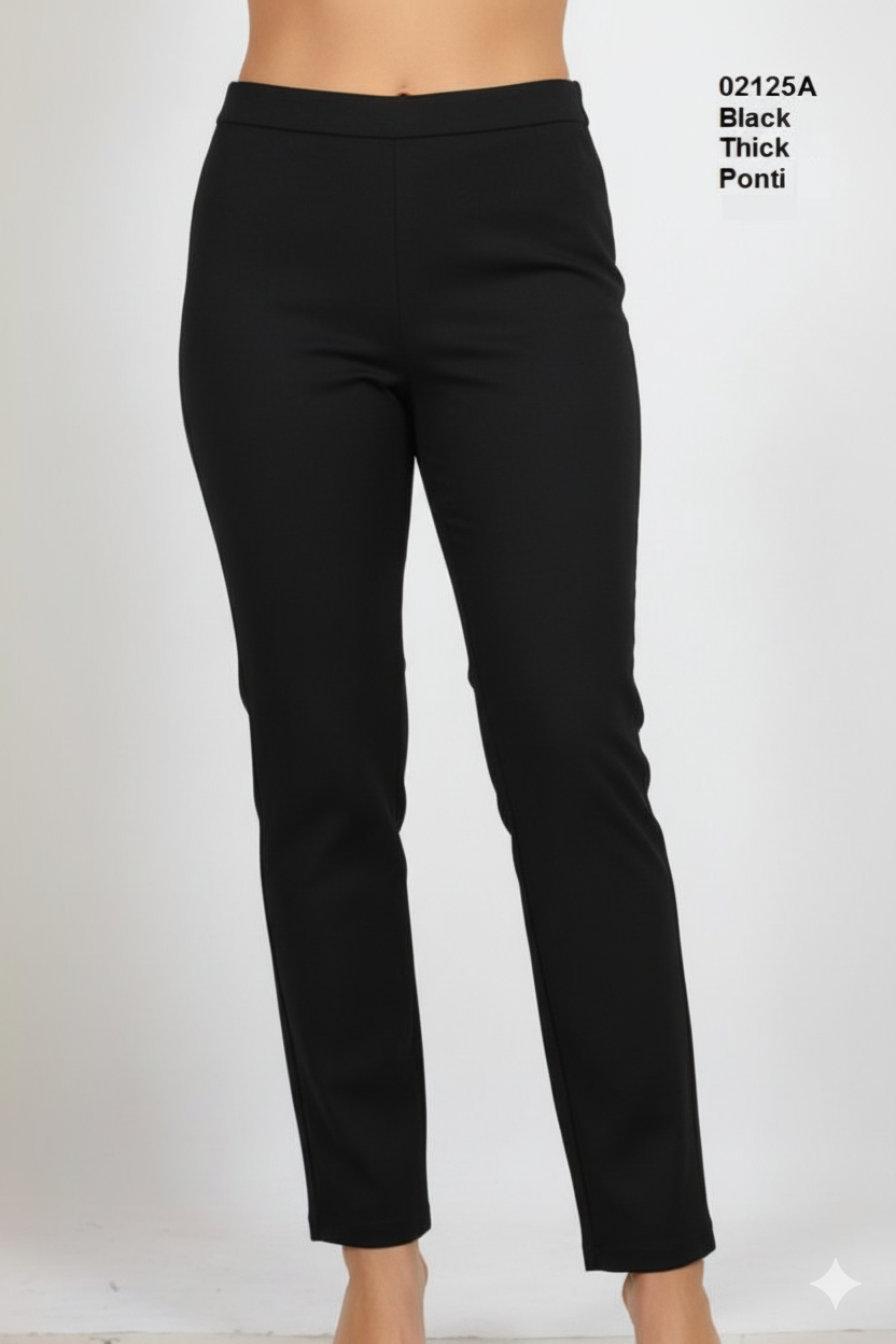Black Thick Ponte Slim Fit Pants – Classic Women’s Trouser
