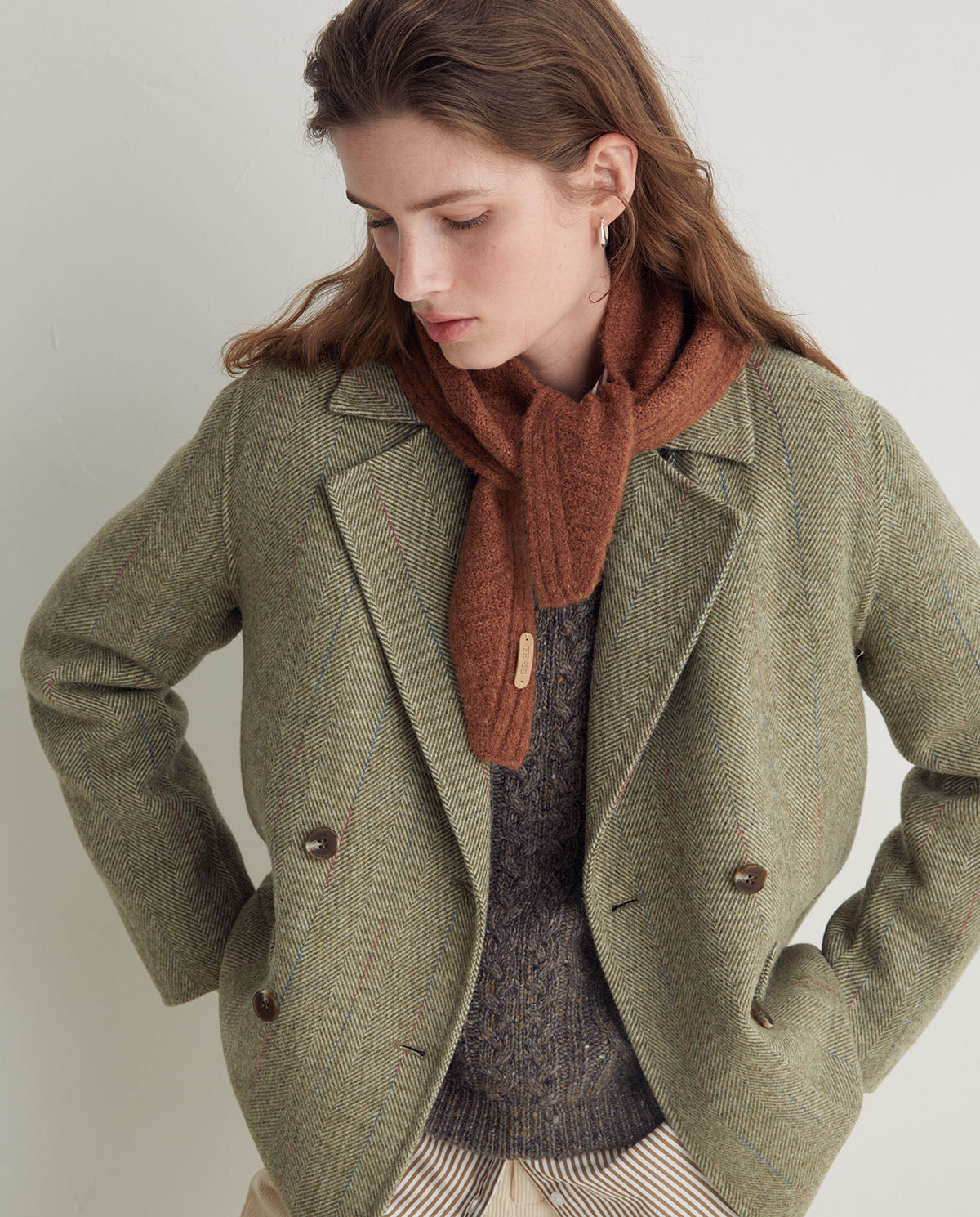 Women’s camel scarf cozy knitted wool blend