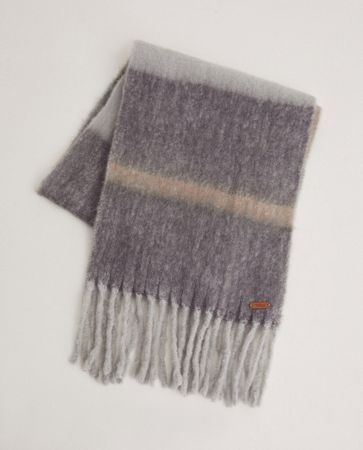 Yerse Patel Soft Striped Scarf Grey | Wool Blend Scarf Australia
