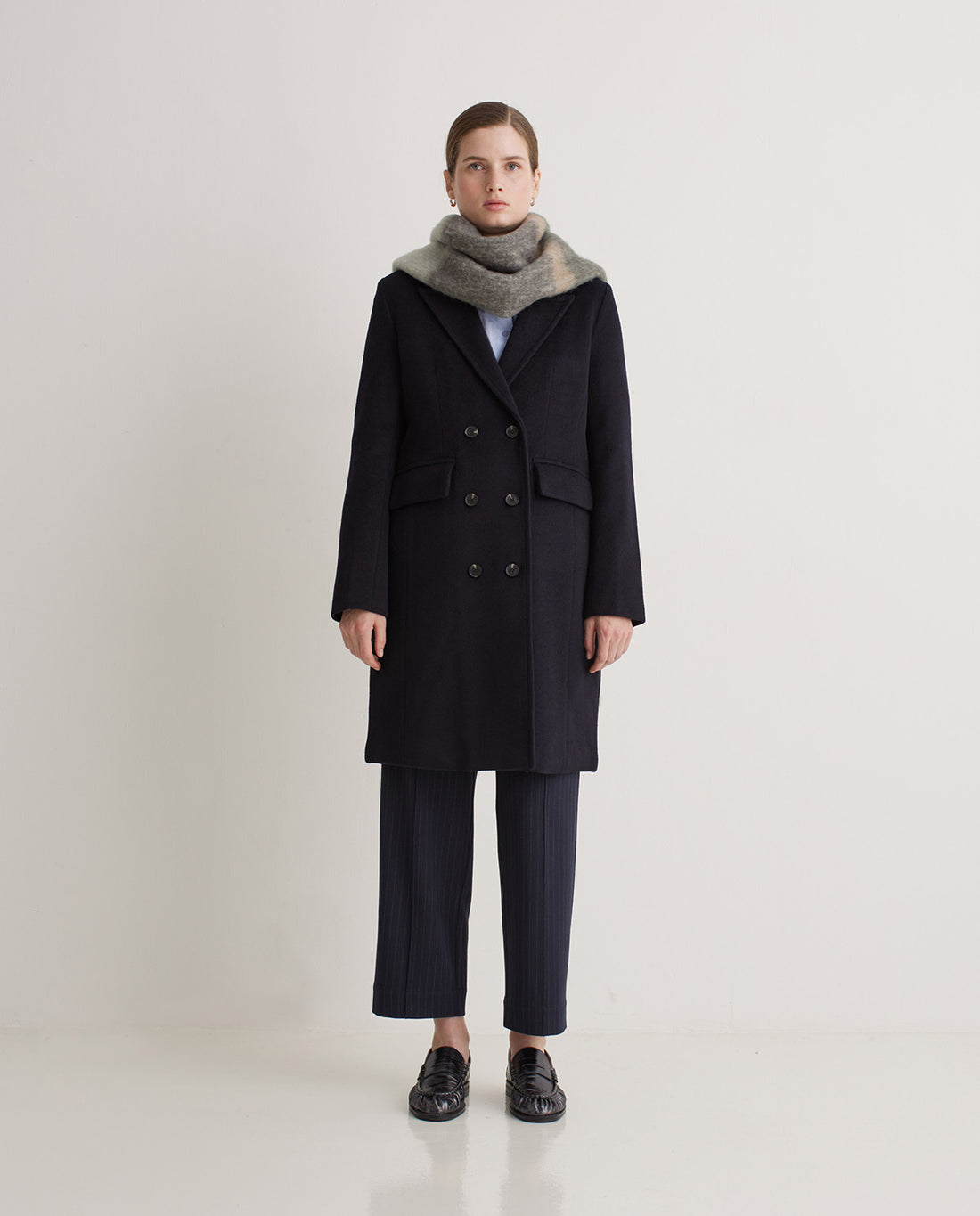 Yerse Patel Soft Striped Scarf Grey | Wool Blend Scarf Australia