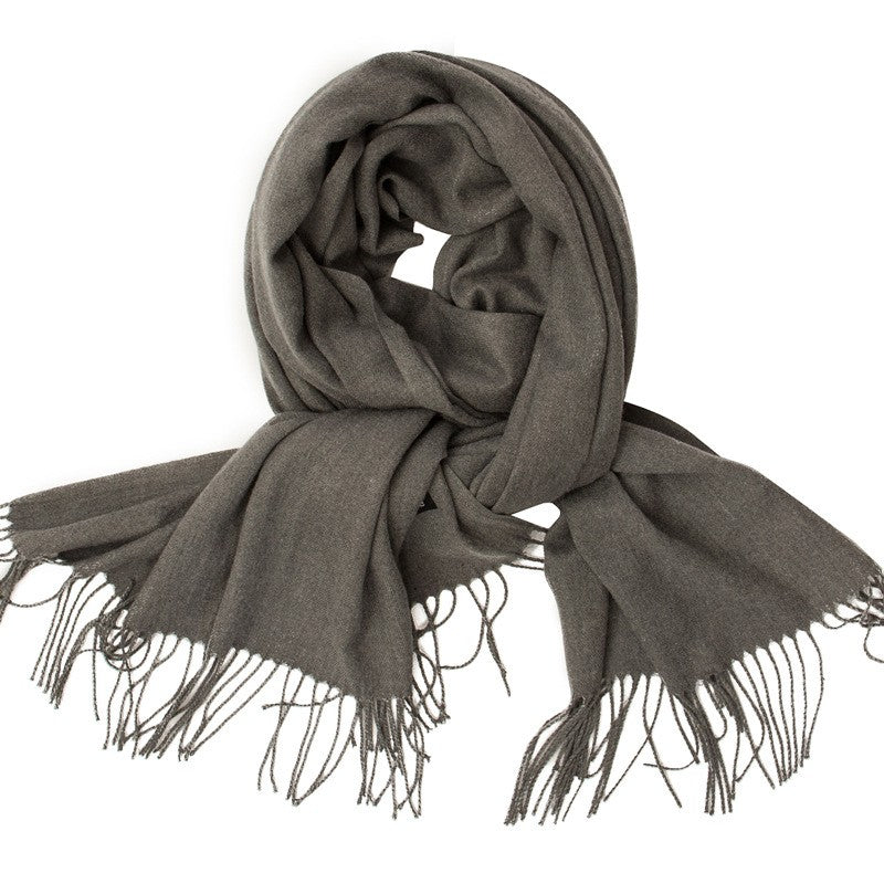 Charcoal grey cashmere scarf with soft luxury winter design