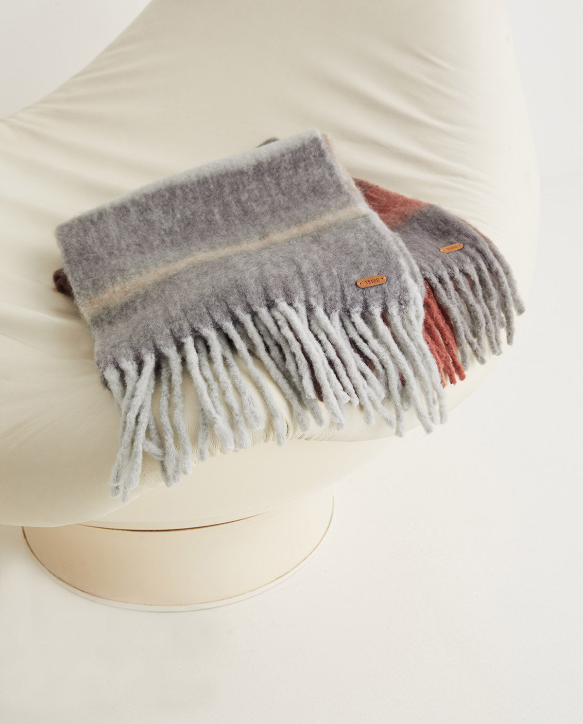 Yerse Patel Soft Striped Scarf Grey | Wool Blend Scarf Australia