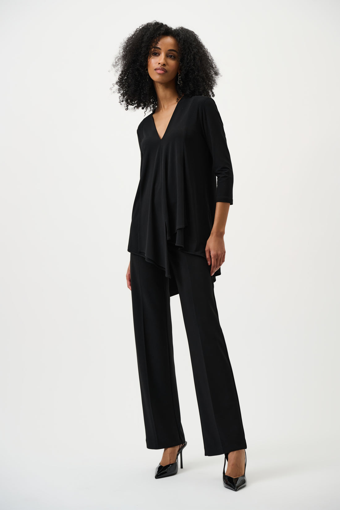 Classic Asymmetric Tunic Core Colours | Silky Knit Flow Workwear Top Australia