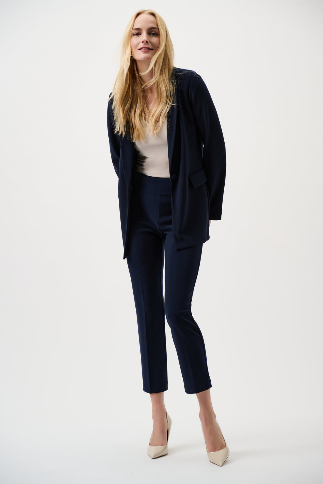 Classic Cropped Pant Core Colours | Silky Knit Slim Work Trousers Australia