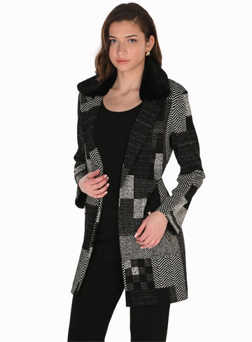 Frank Lyman Montréal Black & White Patterned Women’s Coat Australia