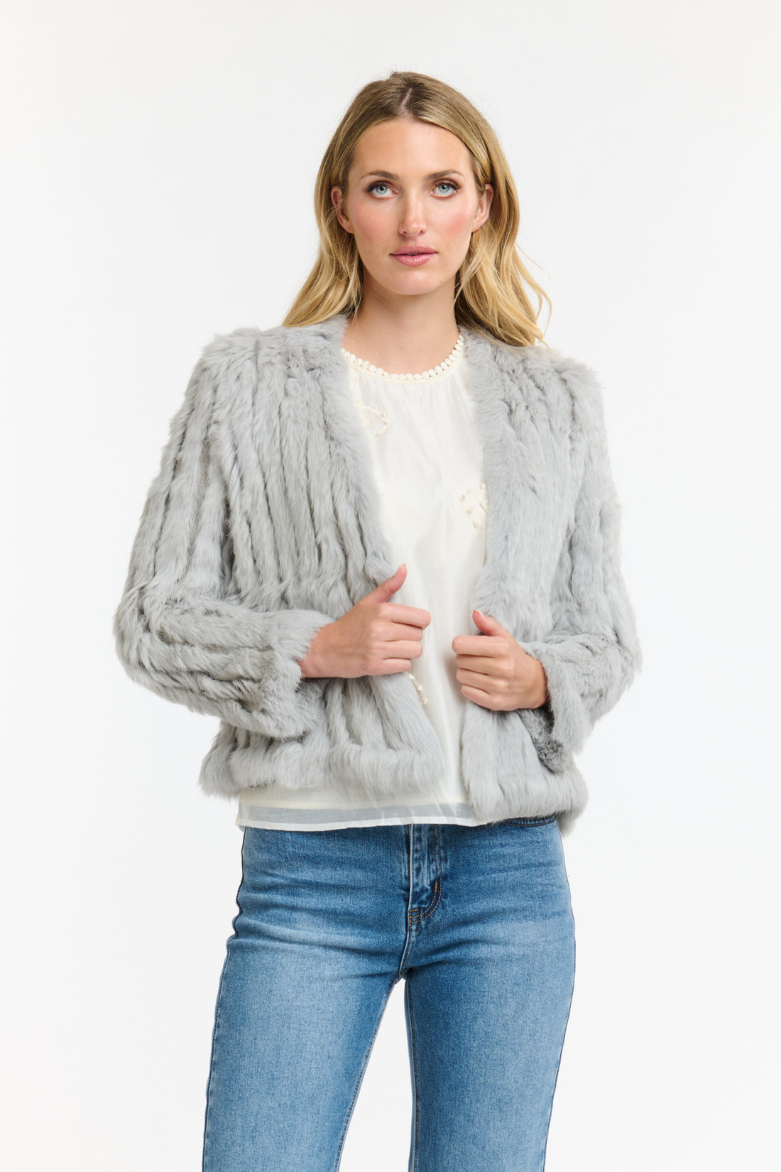 Black rabbit fur short jacket women Australia Showies Boutique