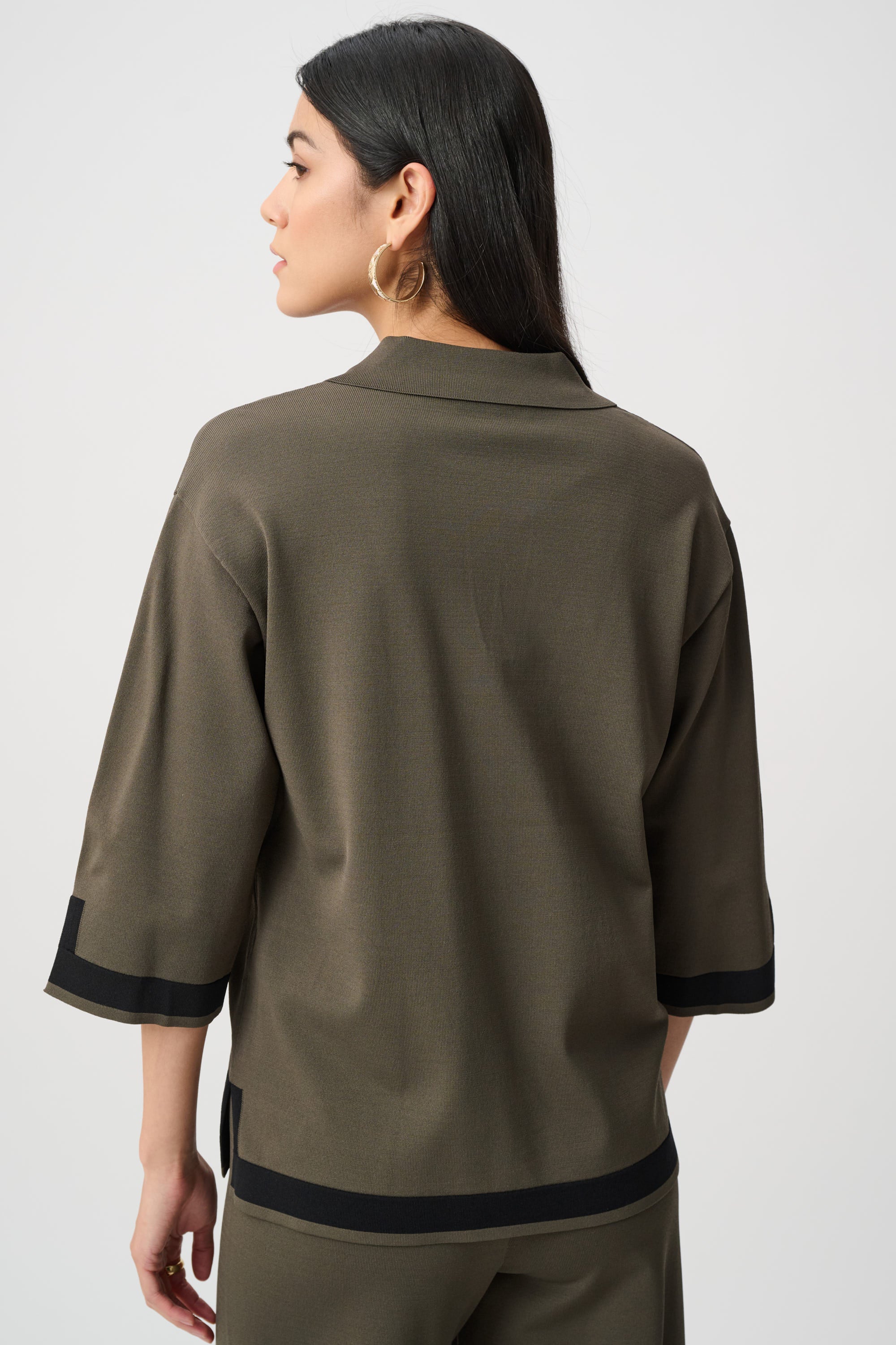 Women’s  Green Knit Sweater Top Australia | Colour Block Trim Knit Top