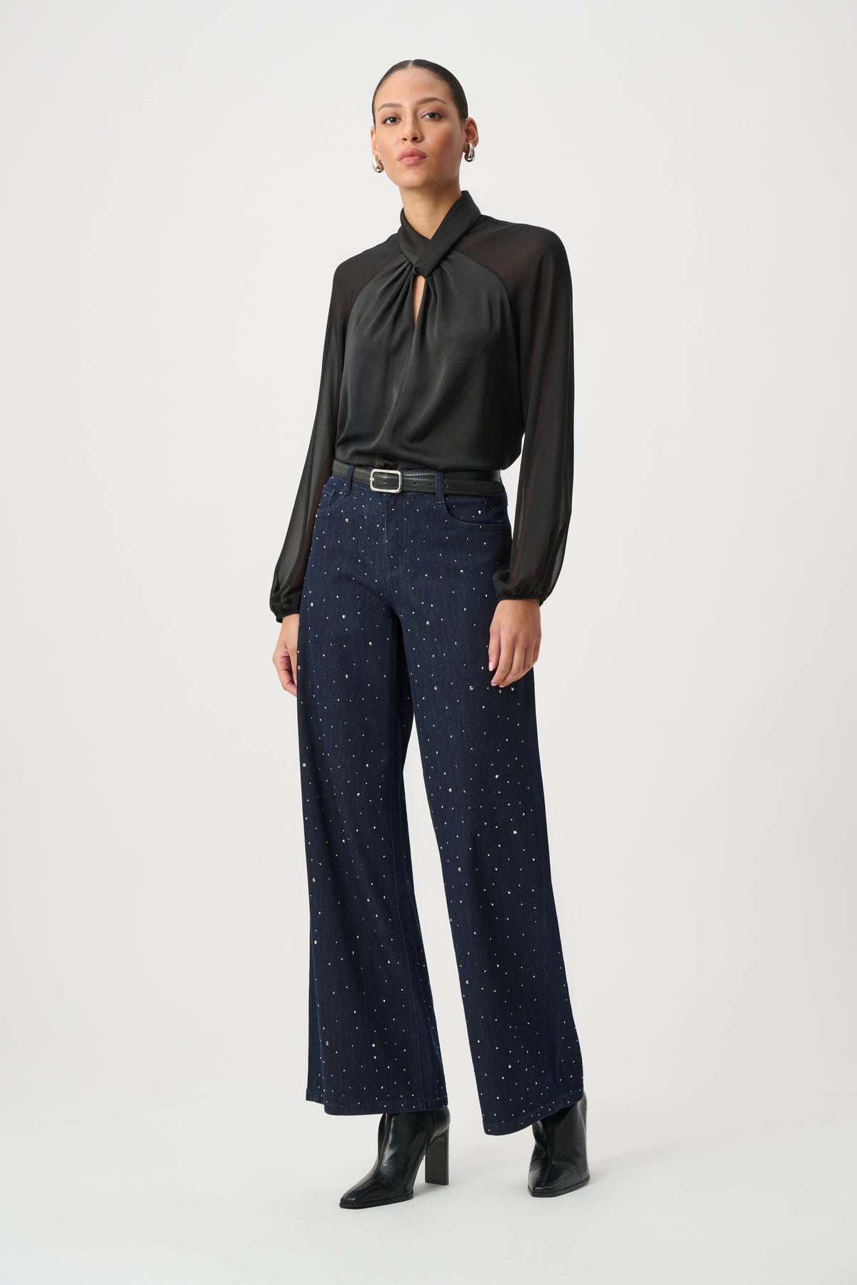 Midnight Sparkle Wide-Leg Jeans