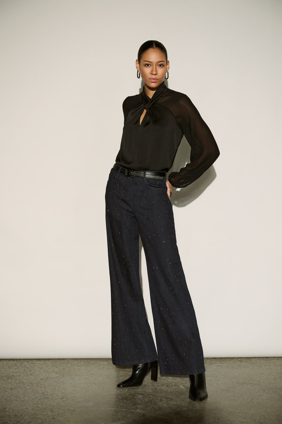 Midnight Sparkle Wide-Leg Jeans