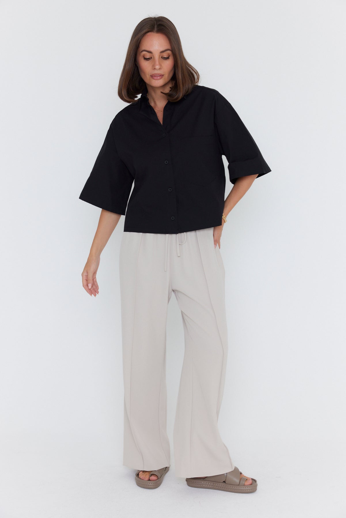 Black cotton relaxed fit shirt women VON shirt style