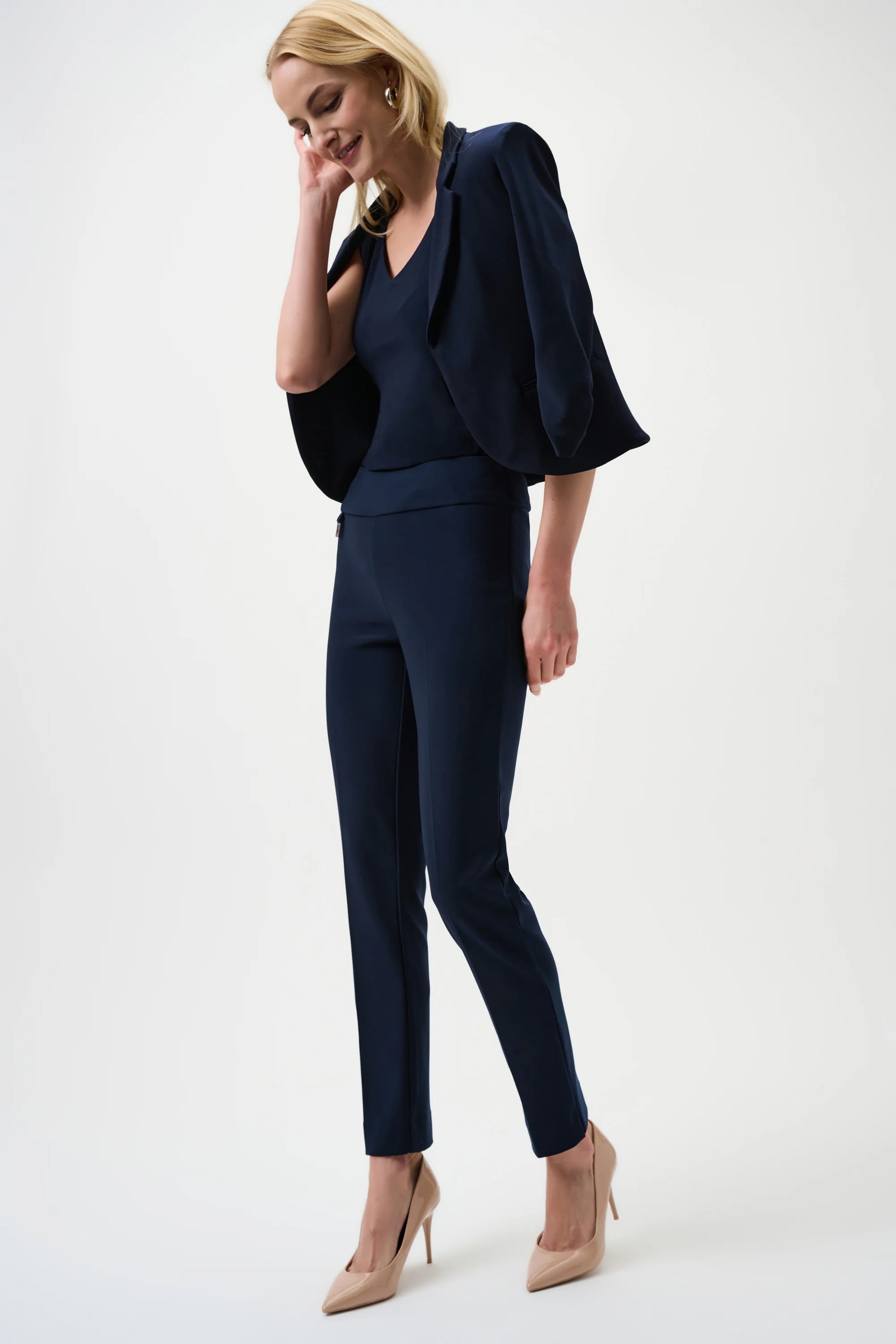 Women classic slim fit pants stretch tailored trousers