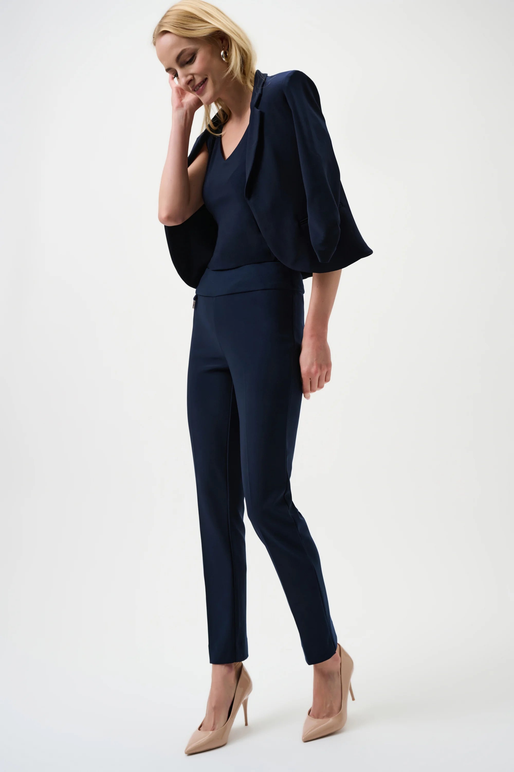 Women classic slim fit pants stretch tailored trousers