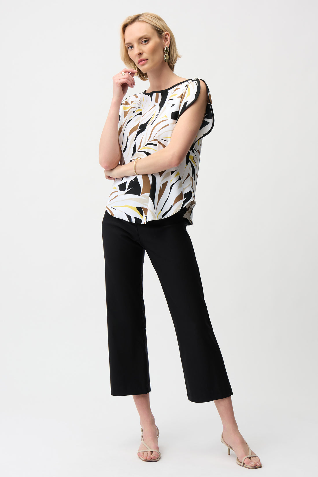 Black cropped culotte pants front view