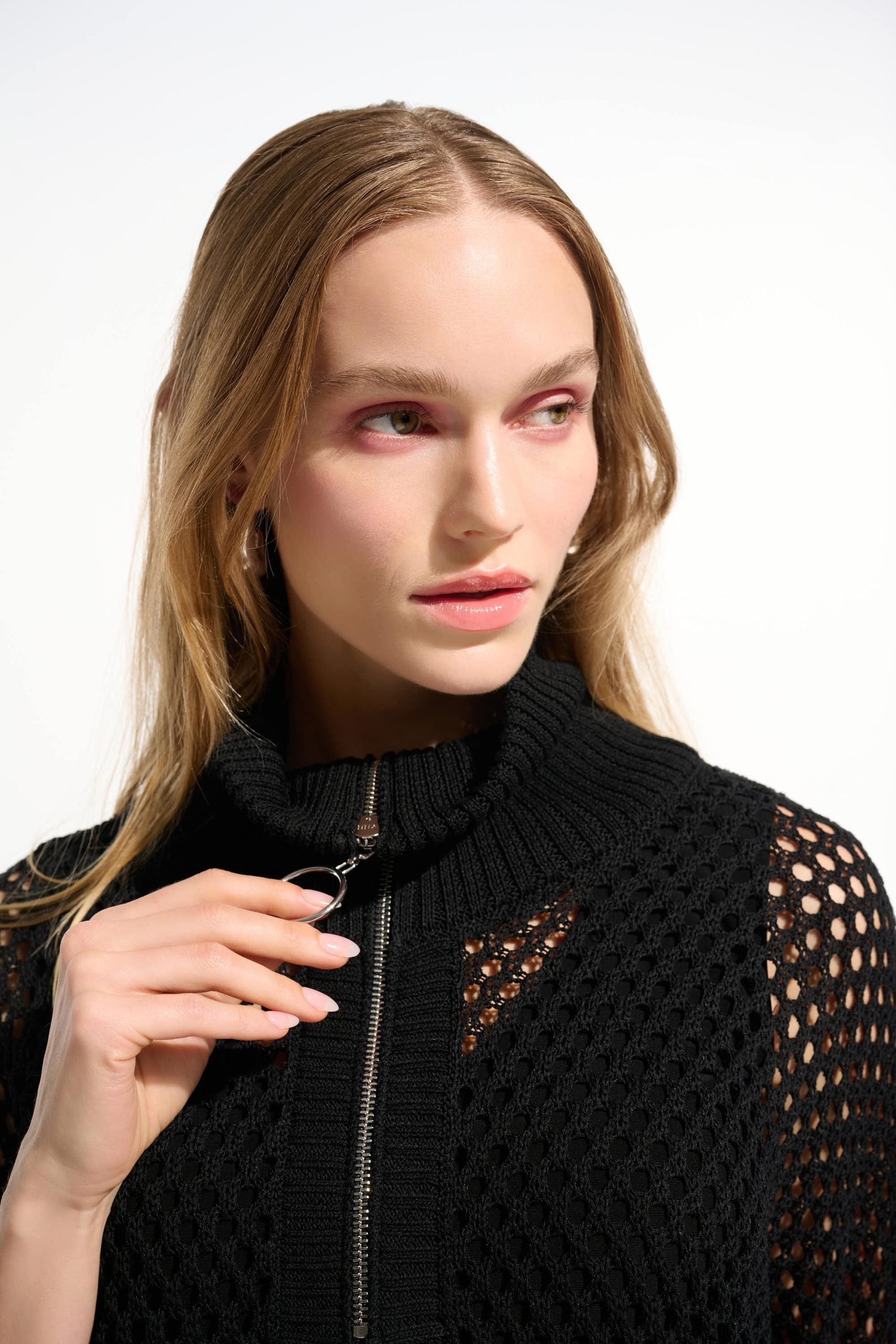 Viscose Blend Knit with Zip Neckline | Textured Sweater Australia