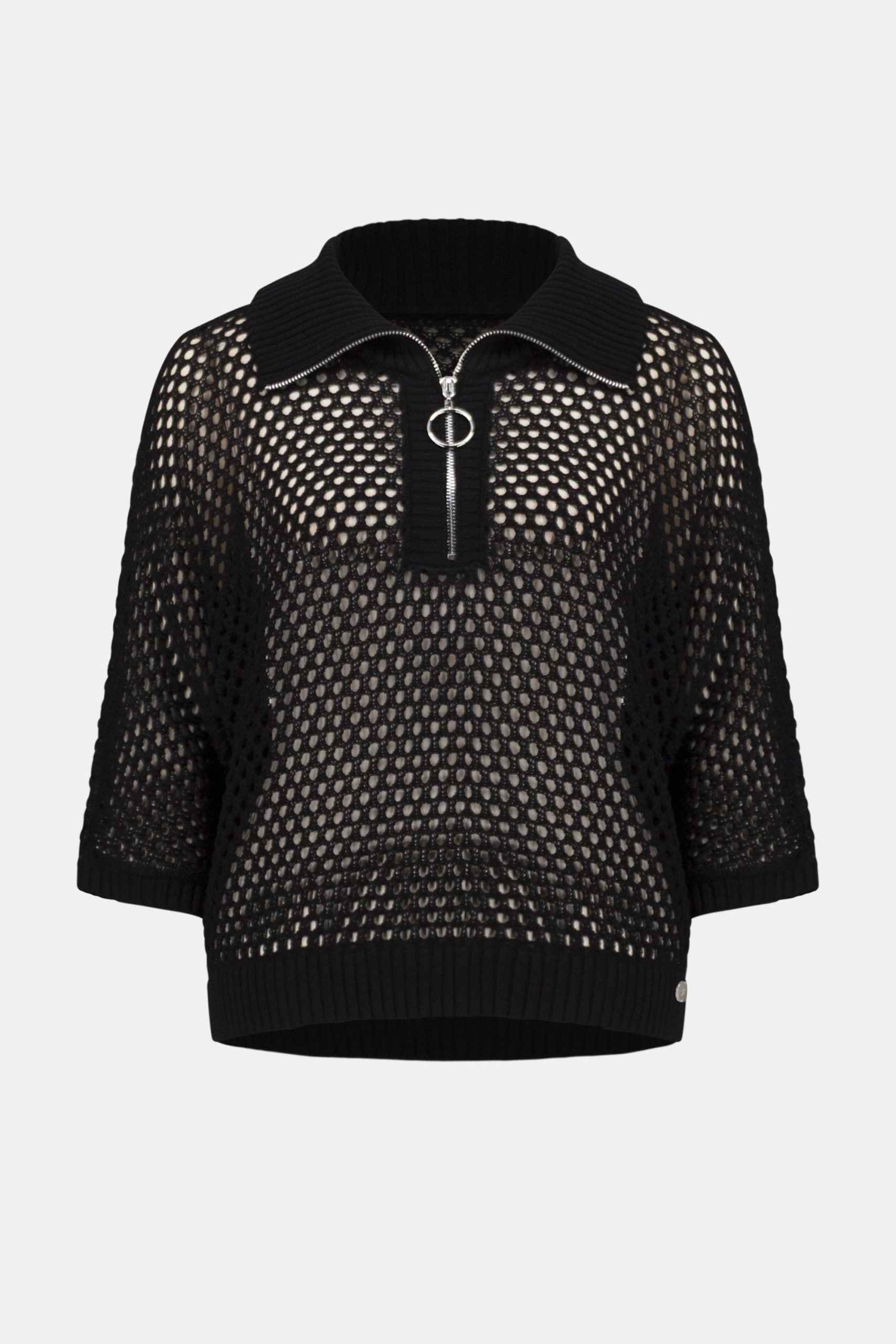 Viscose Blend Knit with Zip Neckline | Textured Sweater Australia