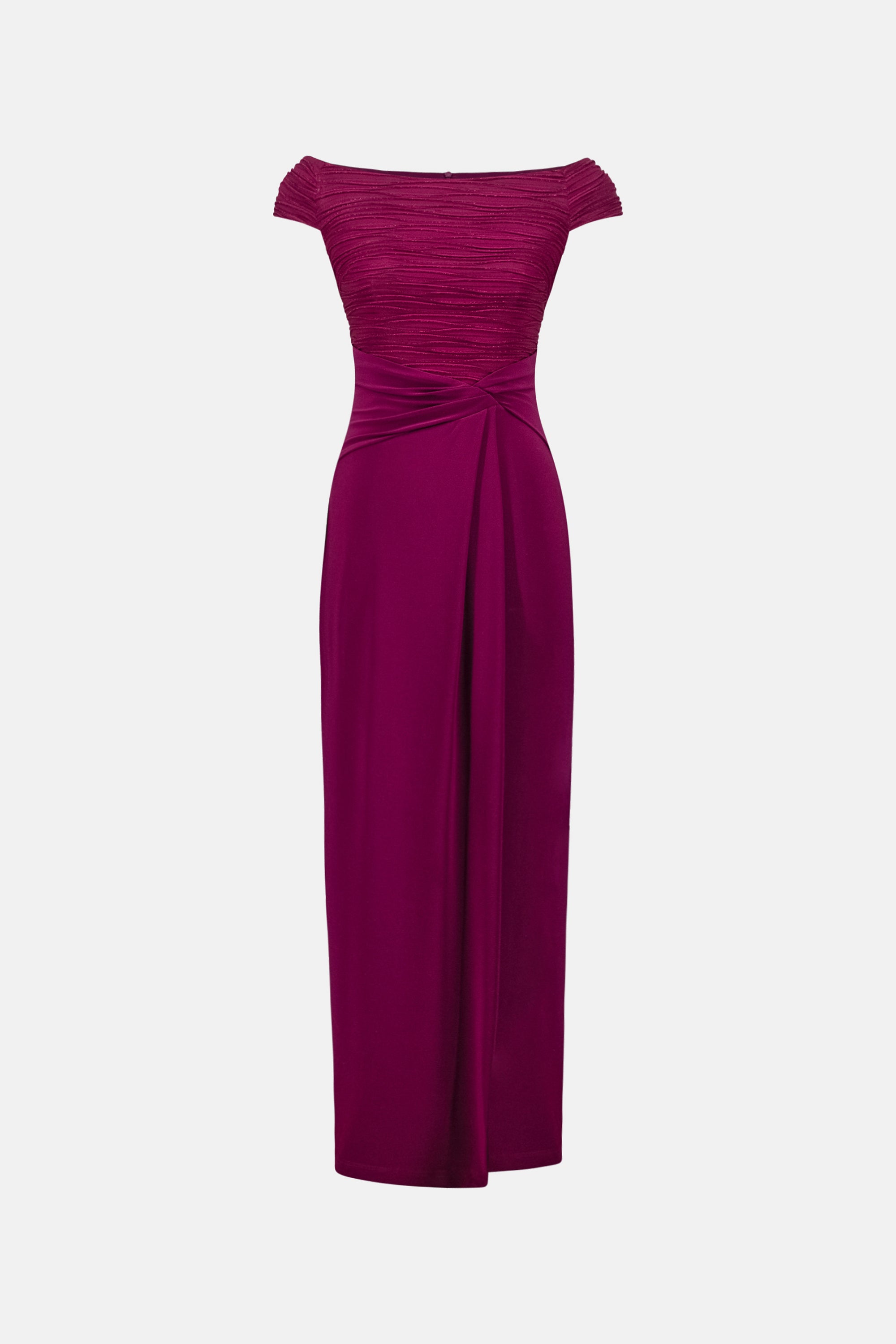 Signature Silky Knit Cascade Off-Shoulder Sheath Gown | Elegant Evening Gown Australia