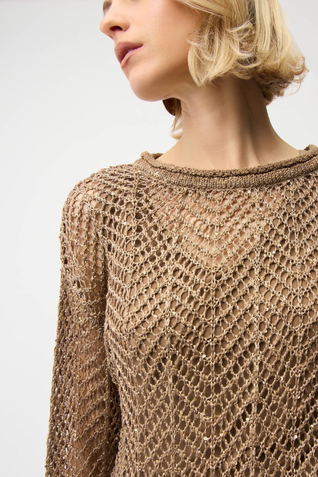 Sequins Yarn Chevron Print Long Sleeve Sweater | Women’s Knitwear Australia