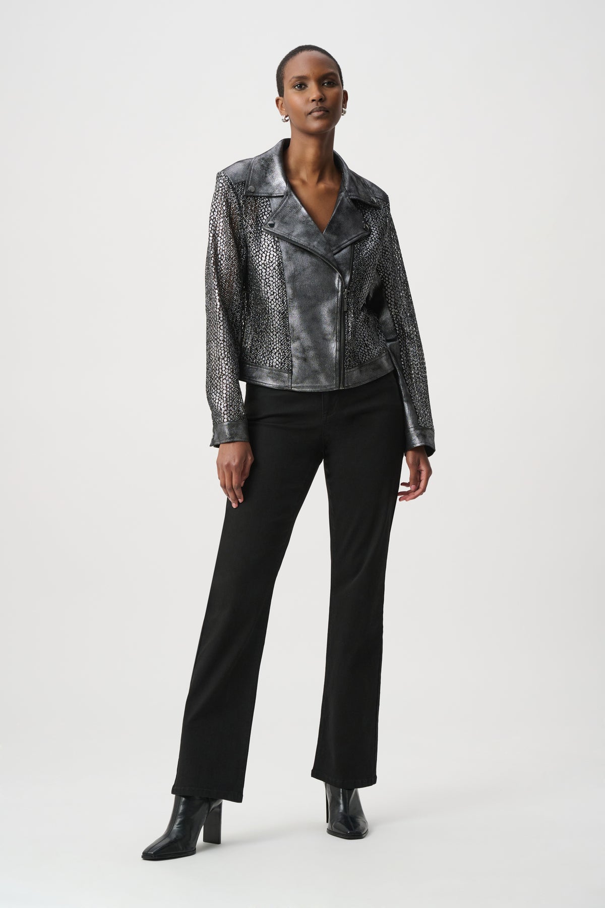 Foiled Faux Suede Moto Jacket | Elegant Women’s Jacket Australia