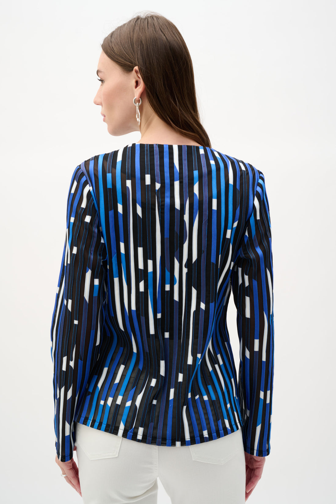 Mesh And Satin Geometric Print Fitted Jacket | Contemporary Statement Jacket Australia