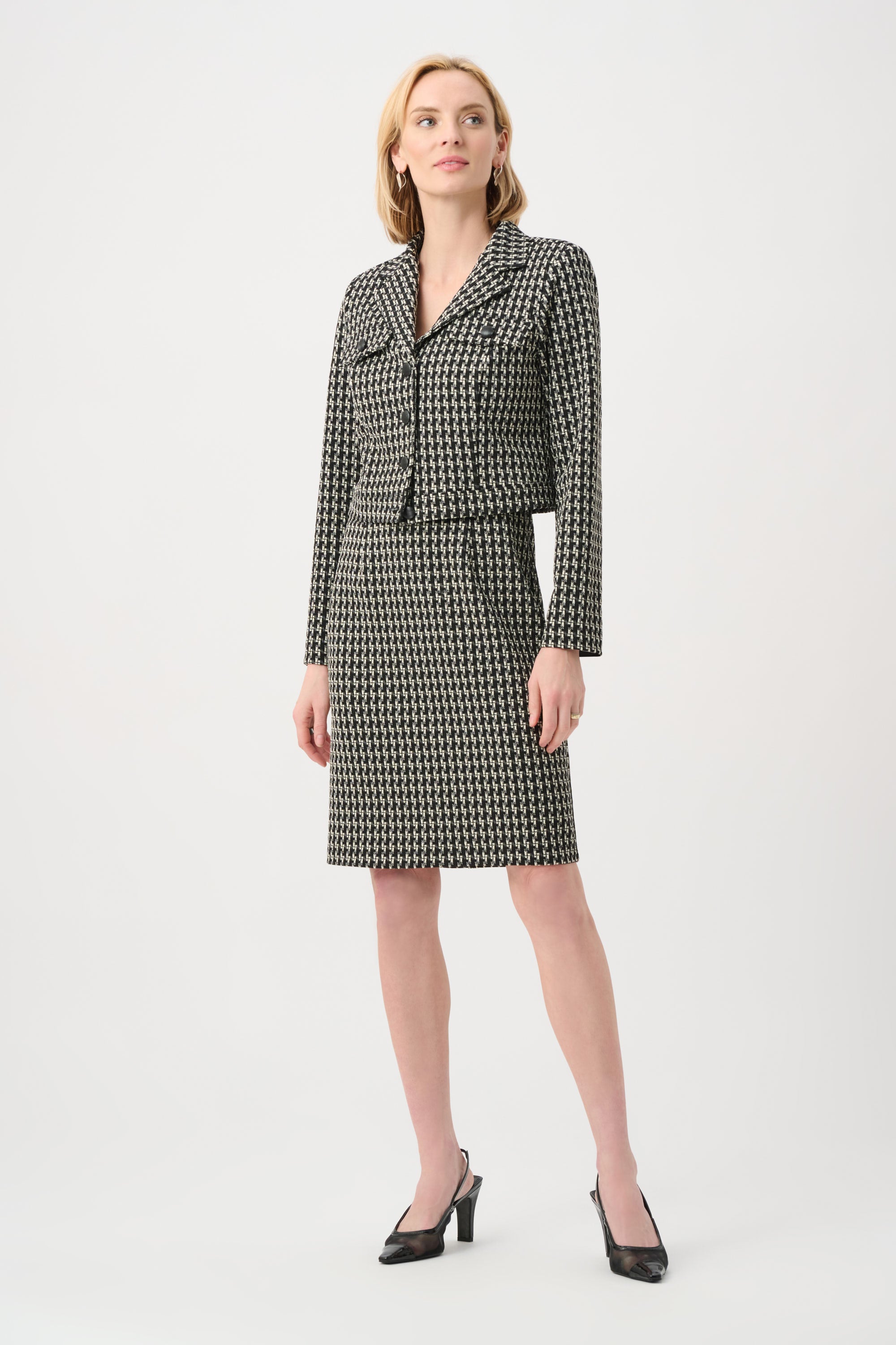 Jacquard Geometric Cropped Jacket