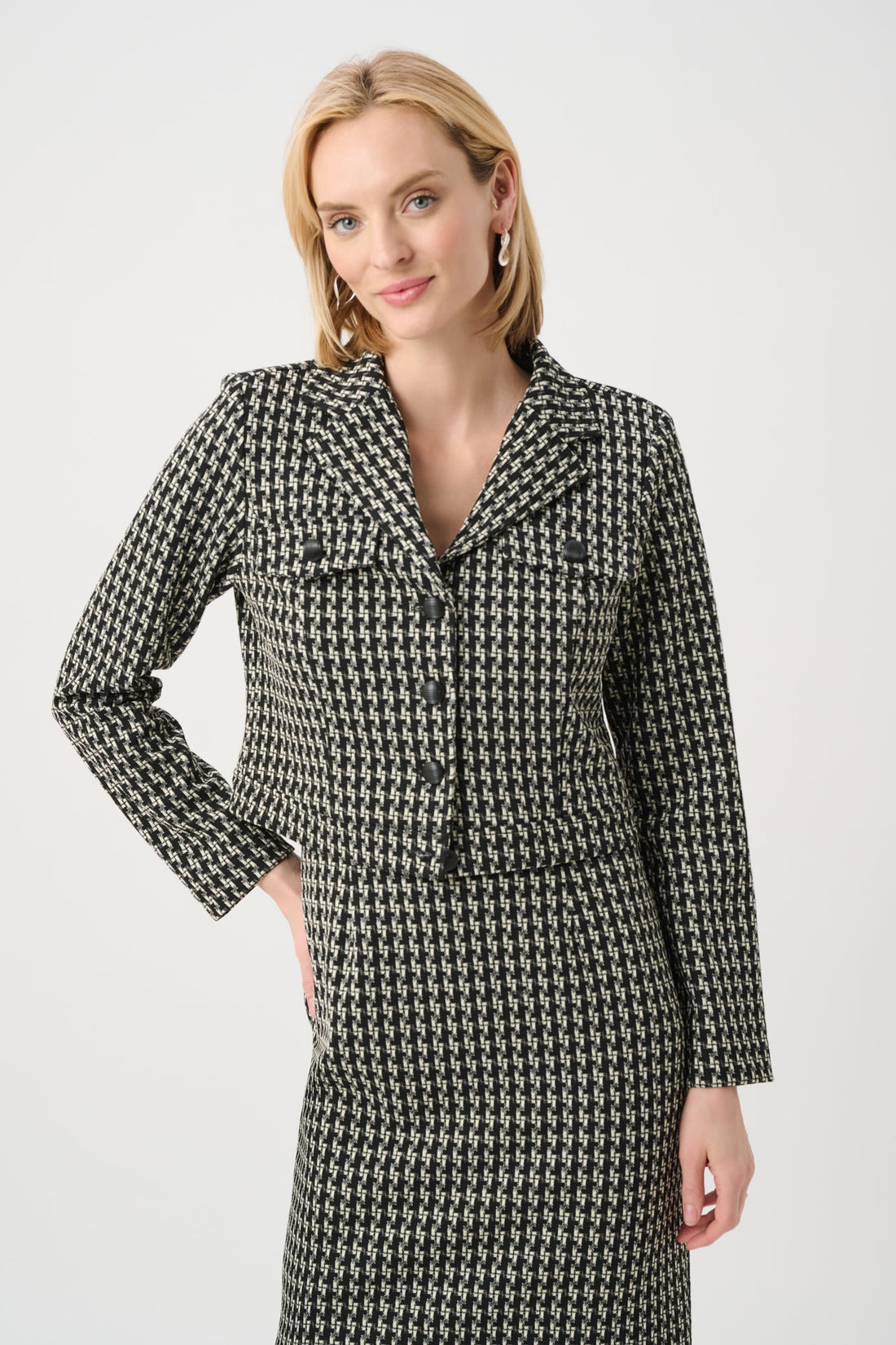 Jacquard Geometric Cropped Jacket