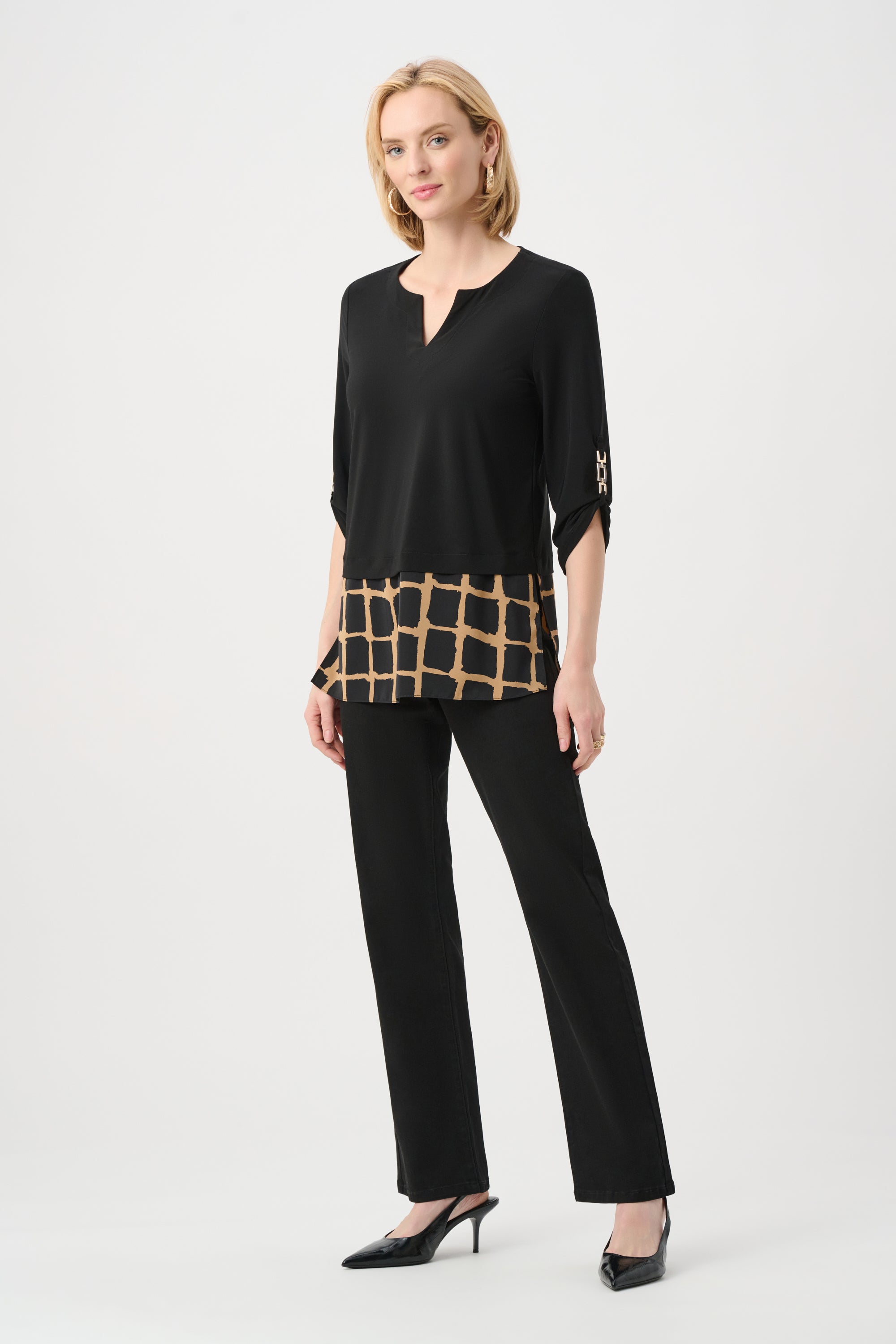 Silky Knit Abstract Print Straight Tunic