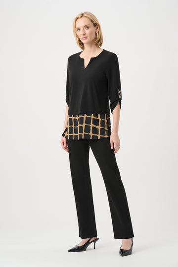 Silky Knit Abstract Print Straight Tunic