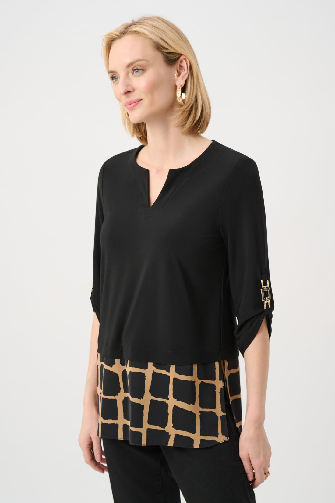 Silky Knit Abstract Print Straight Tunic