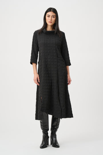 Black Textured A-Line Tunic – Modern Minimalist Top