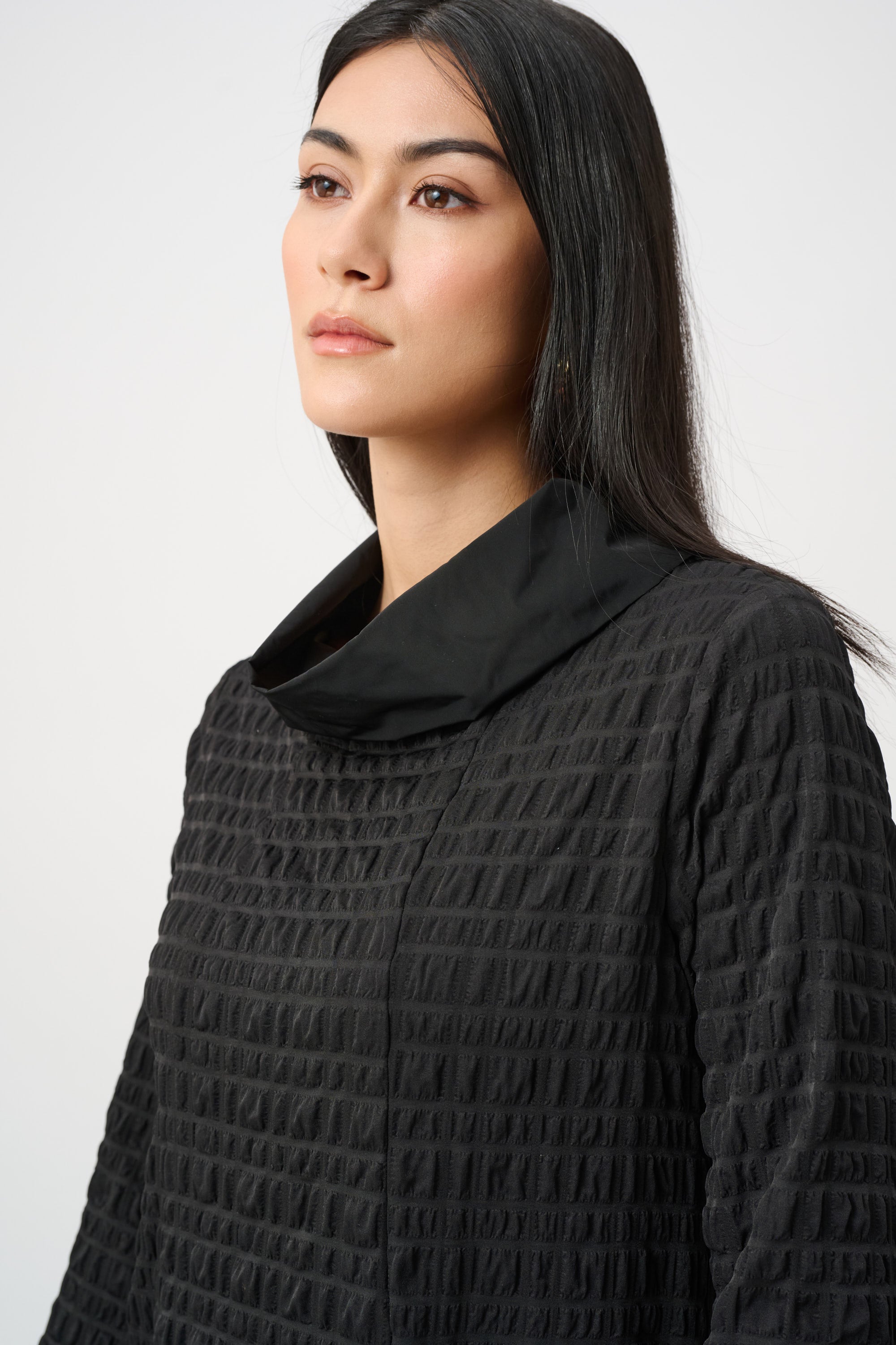 Black Textured A-Line Tunic – Modern Minimalist Top