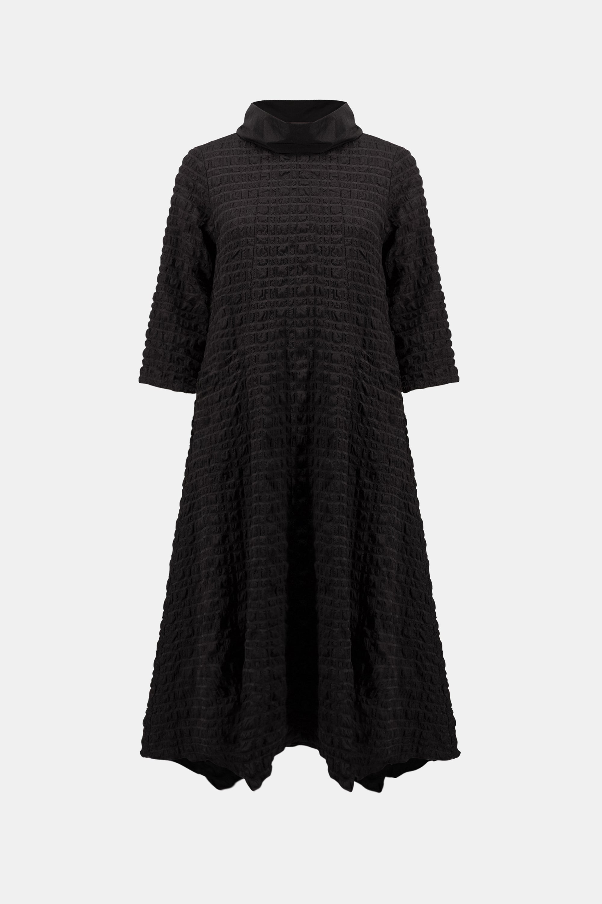 Black Textured A-Line Tunic – Modern Minimalist Top