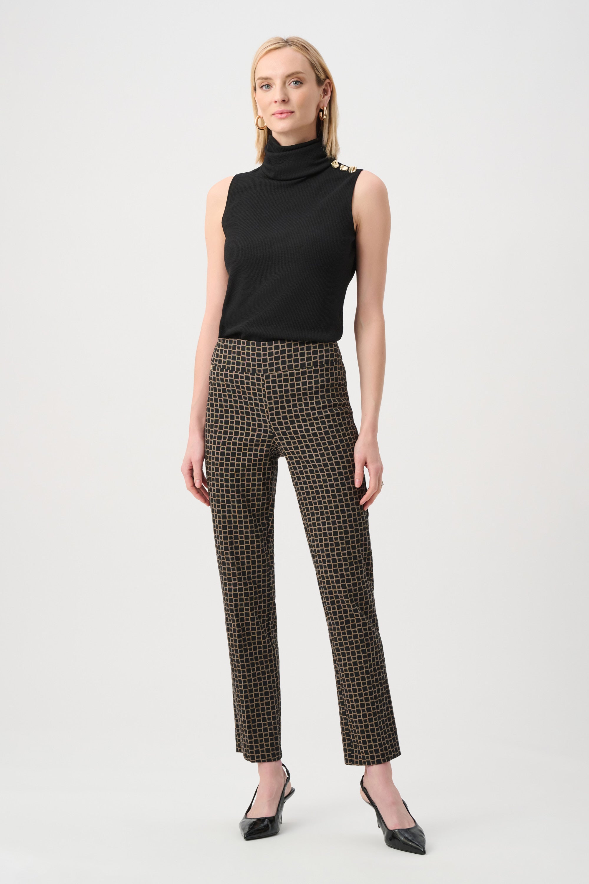 Geometric Jacquard Straight Pull On Pant