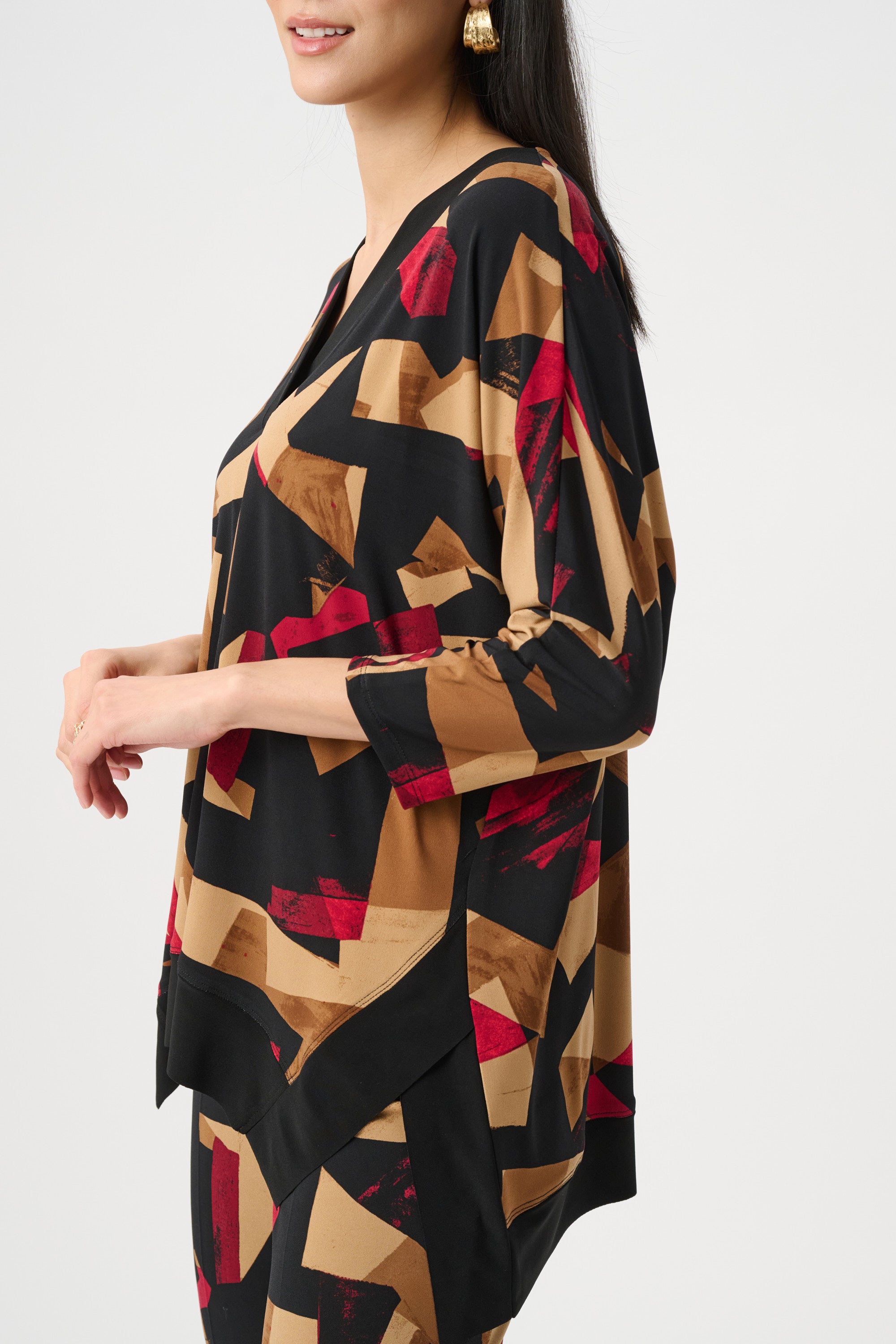 Silky Knit Abstract Print Boxy Tunic