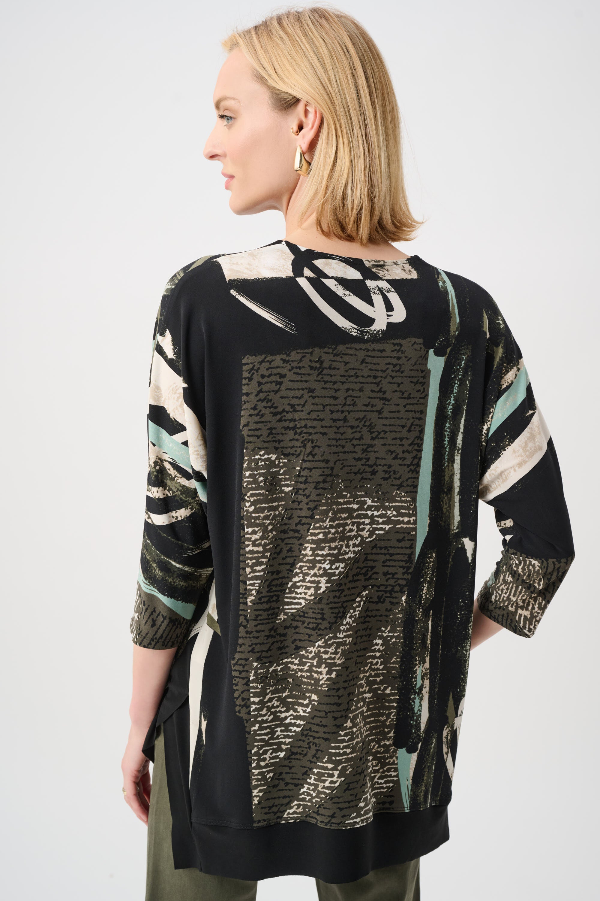 Silky Knit Abstract Print Boxy Tunic