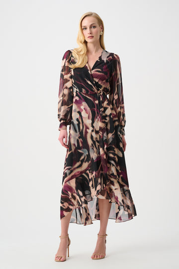 Signature Chiffon Wrap Dress – Animal Print | Women’s Fit & Flare Midi Dress Australia | Elegant Flowing Wrap Dress