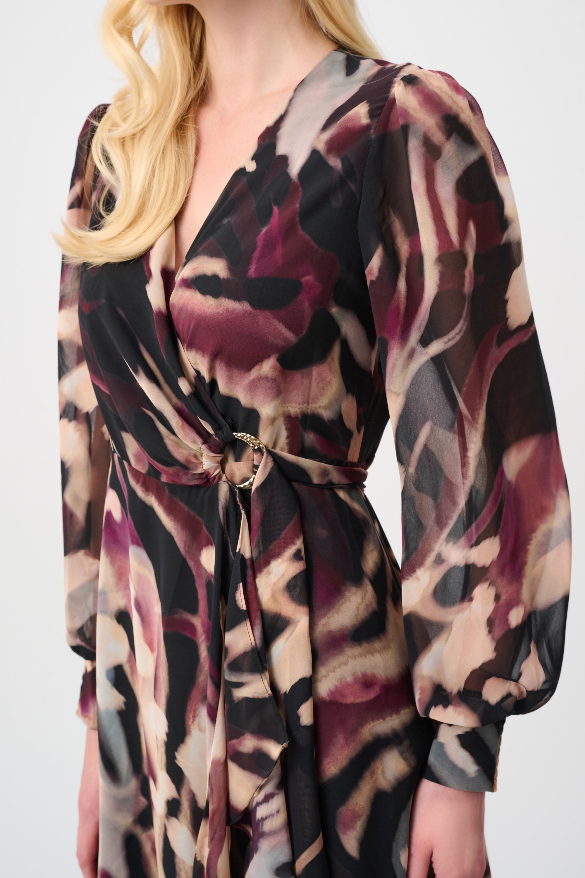 Signature Chiffon Wrap Dress – Animal Print | Women’s Fit & Flare Midi Dress Australia | Elegant Flowing Wrap Dress