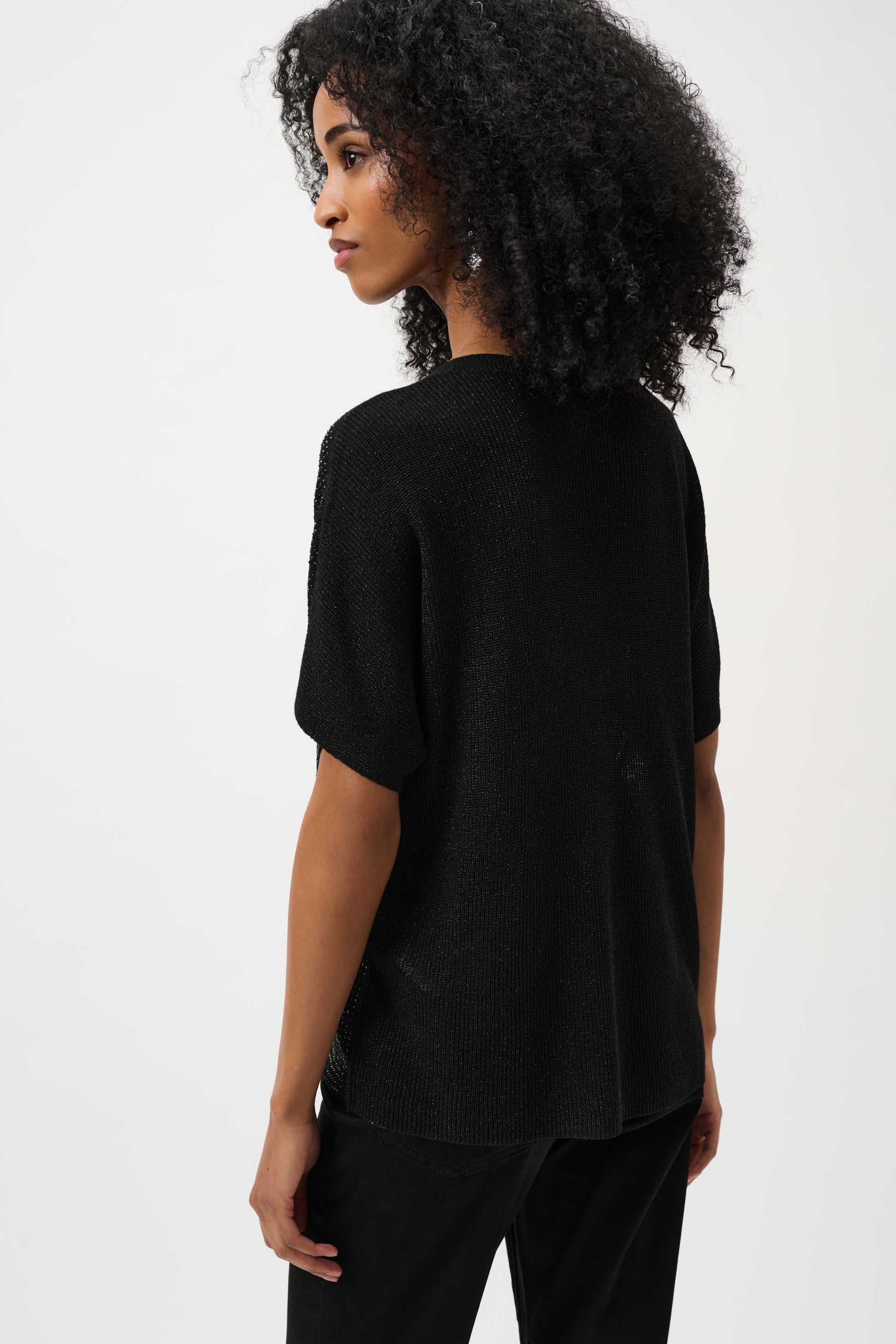 Glitter metallic knitted top with rhinestones, chic women’s fashion T-shirt