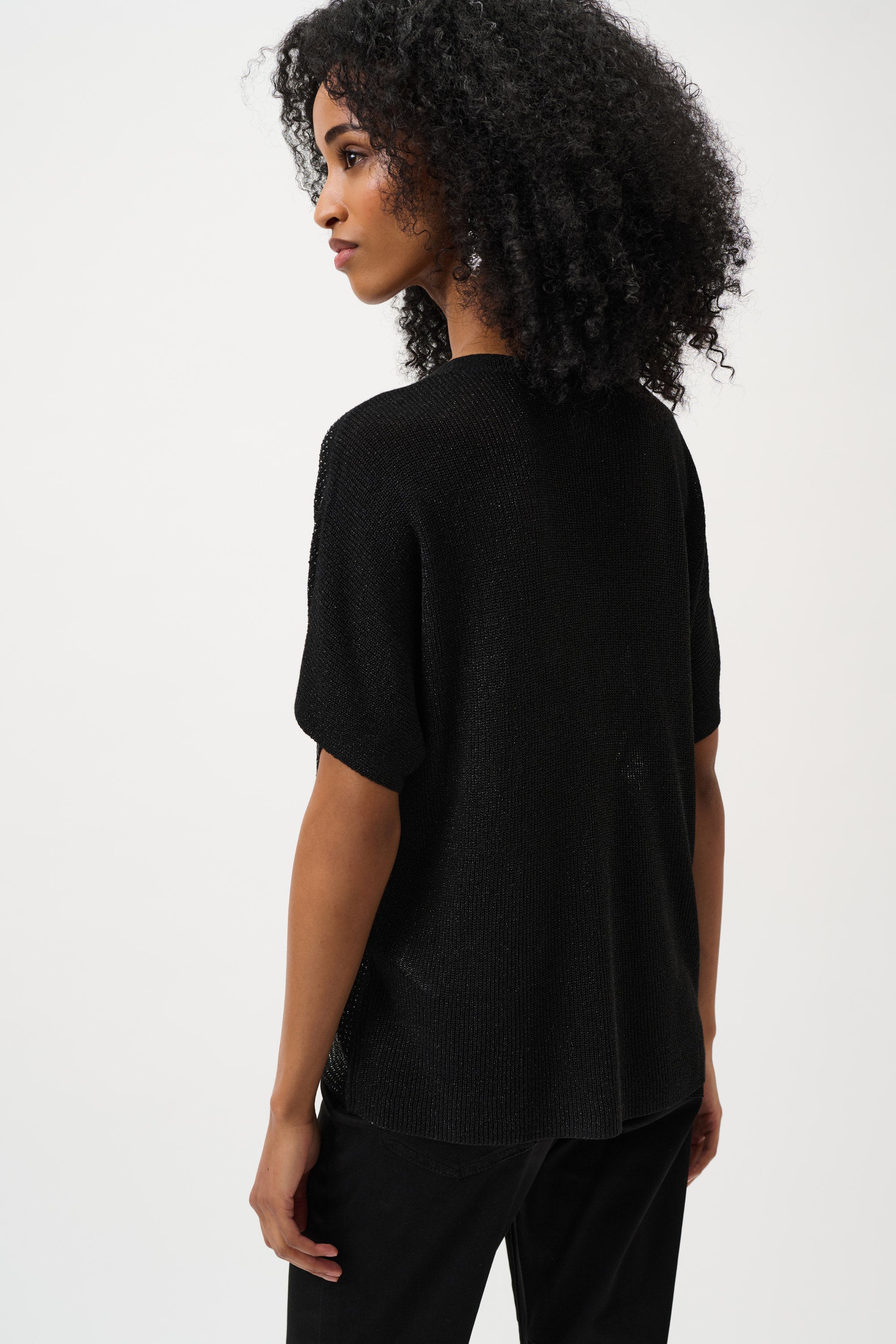 Glitter metallic knitted top with rhinestones, chic women’s fashion T-shirt