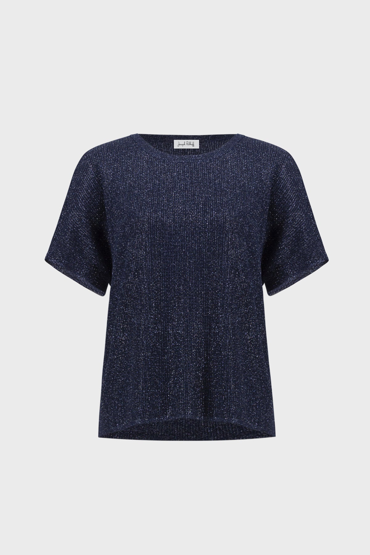 Metallic Knitted T-shirt with Rhinestones | Sparkle Knit Top