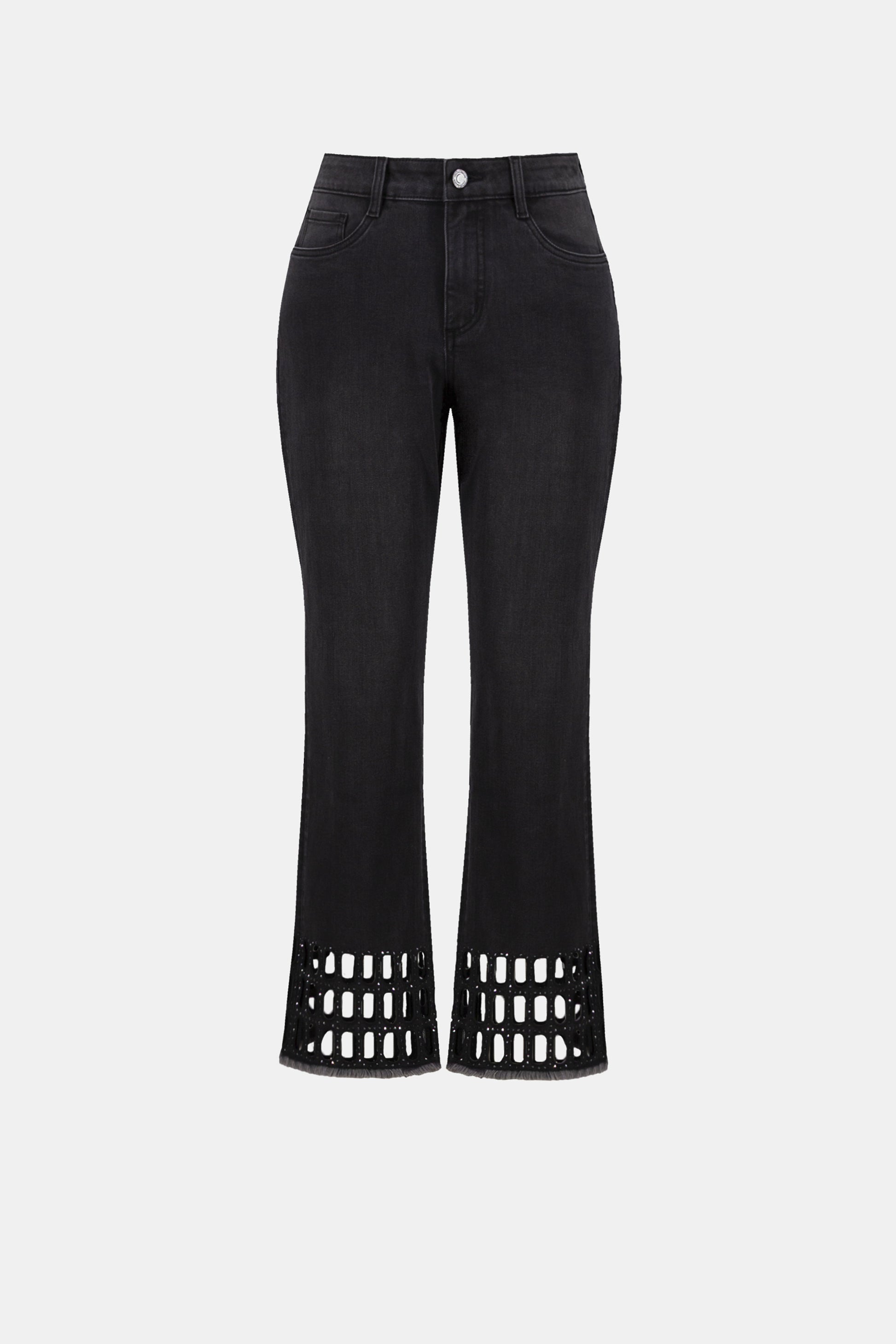 Black straight jeans with cut-out hem product image