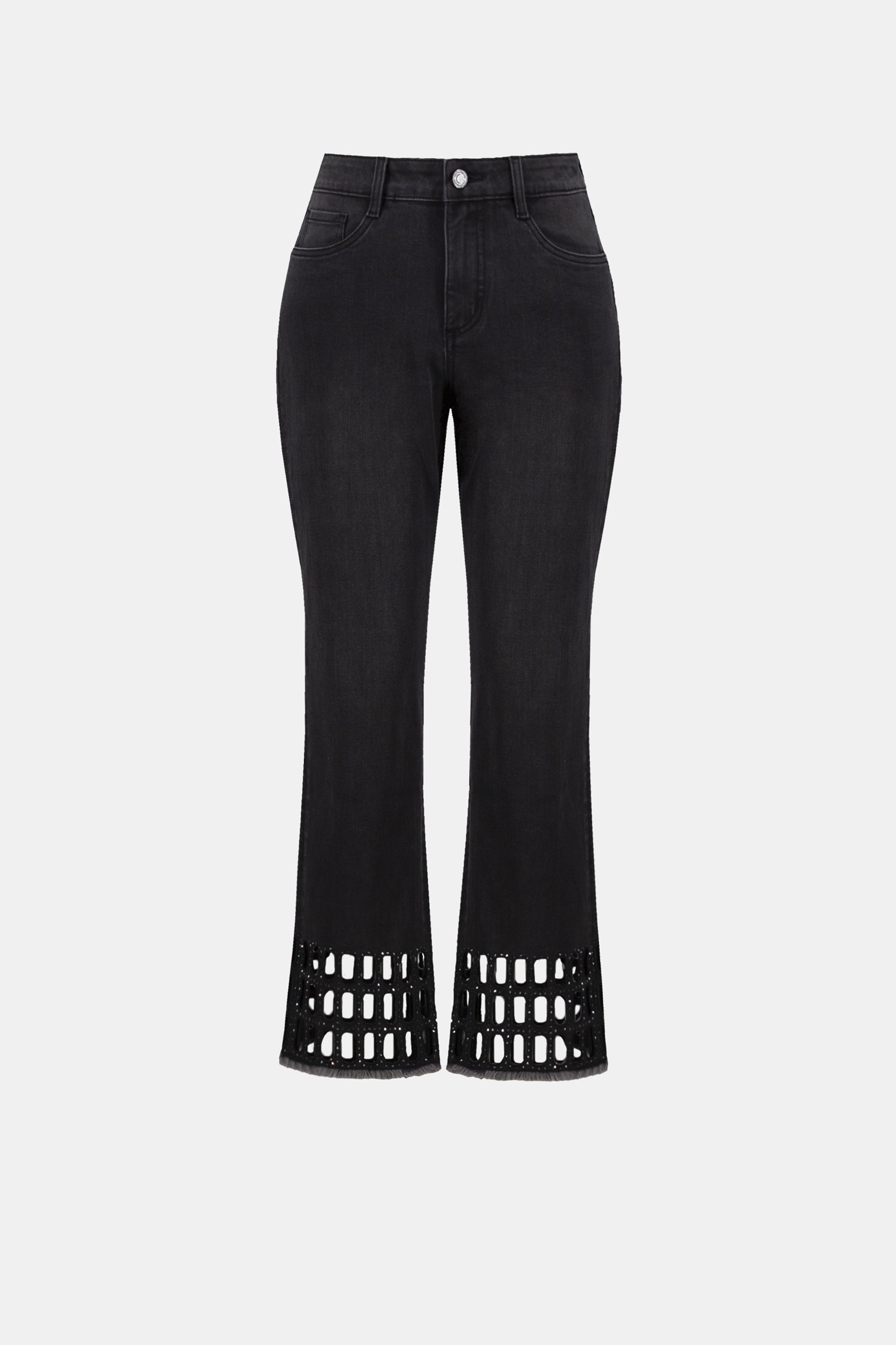 Black straight jeans with cut-out hem product image