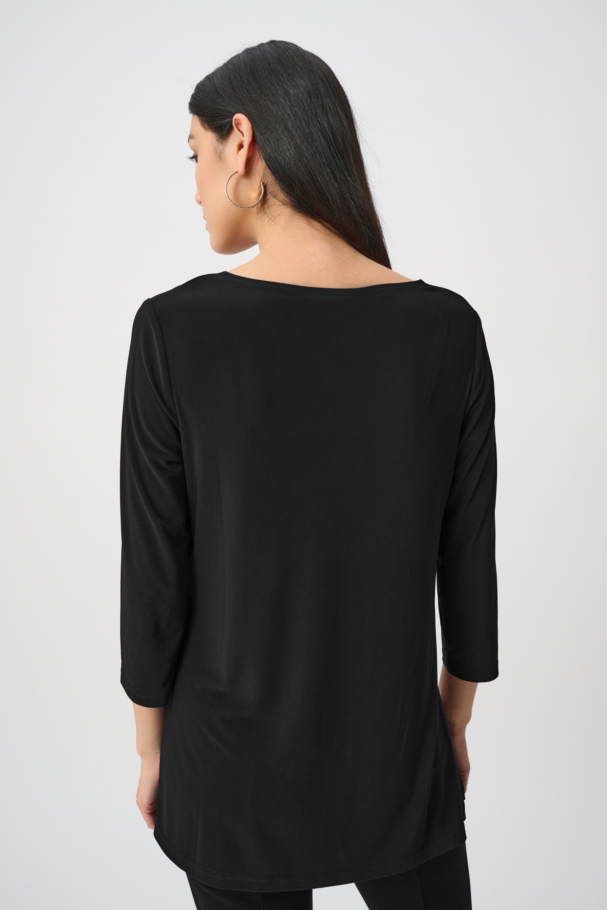 Elderberry Silky Knit Straight Tunic – Women’s Minimal 3/4 Sleeve Top Australia | Classic Everyday Tunic