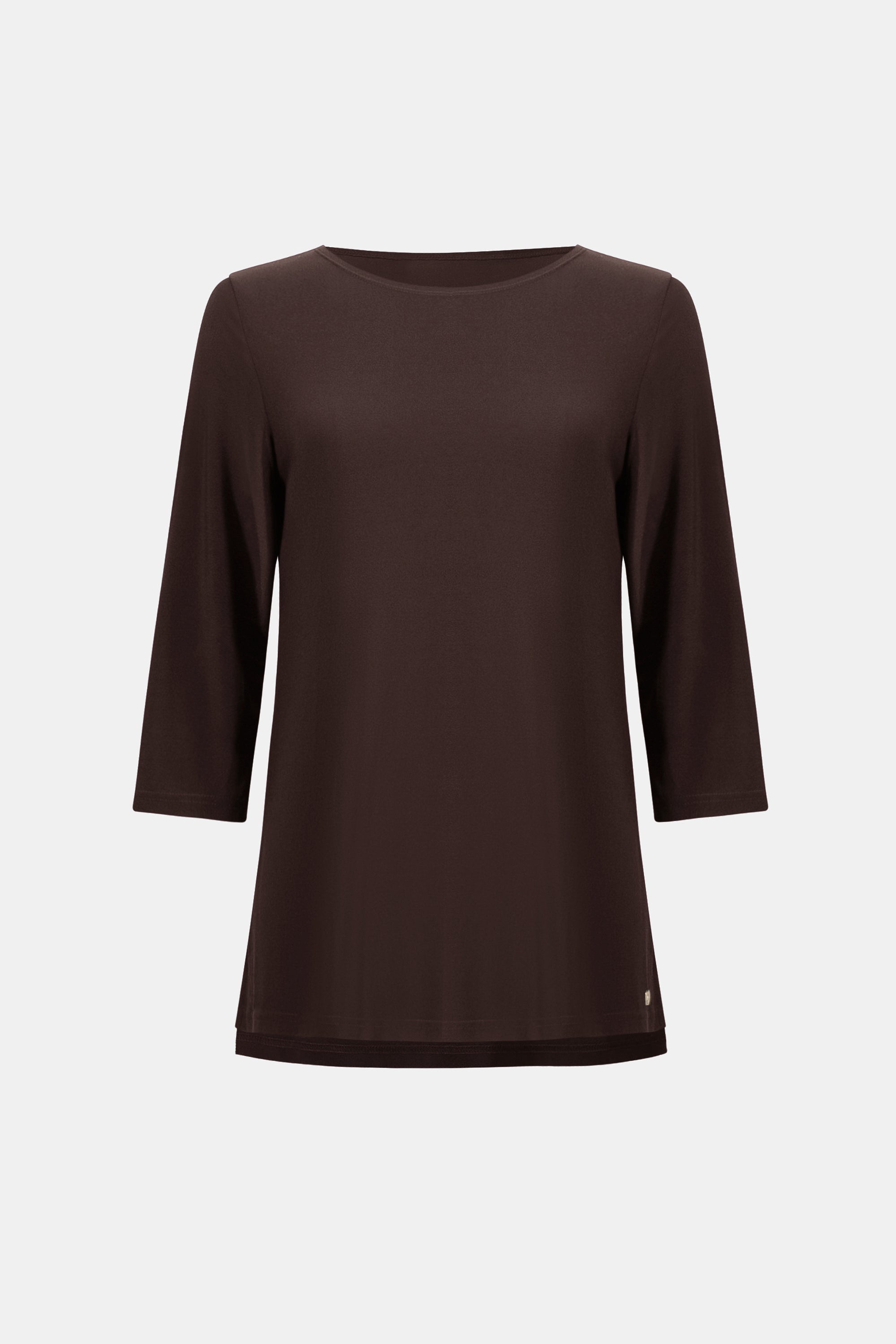 Elderberry Silky Knit Straight Tunic – Women’s Minimal 3/4 Sleeve Top Australia | Classic Everyday Tunic