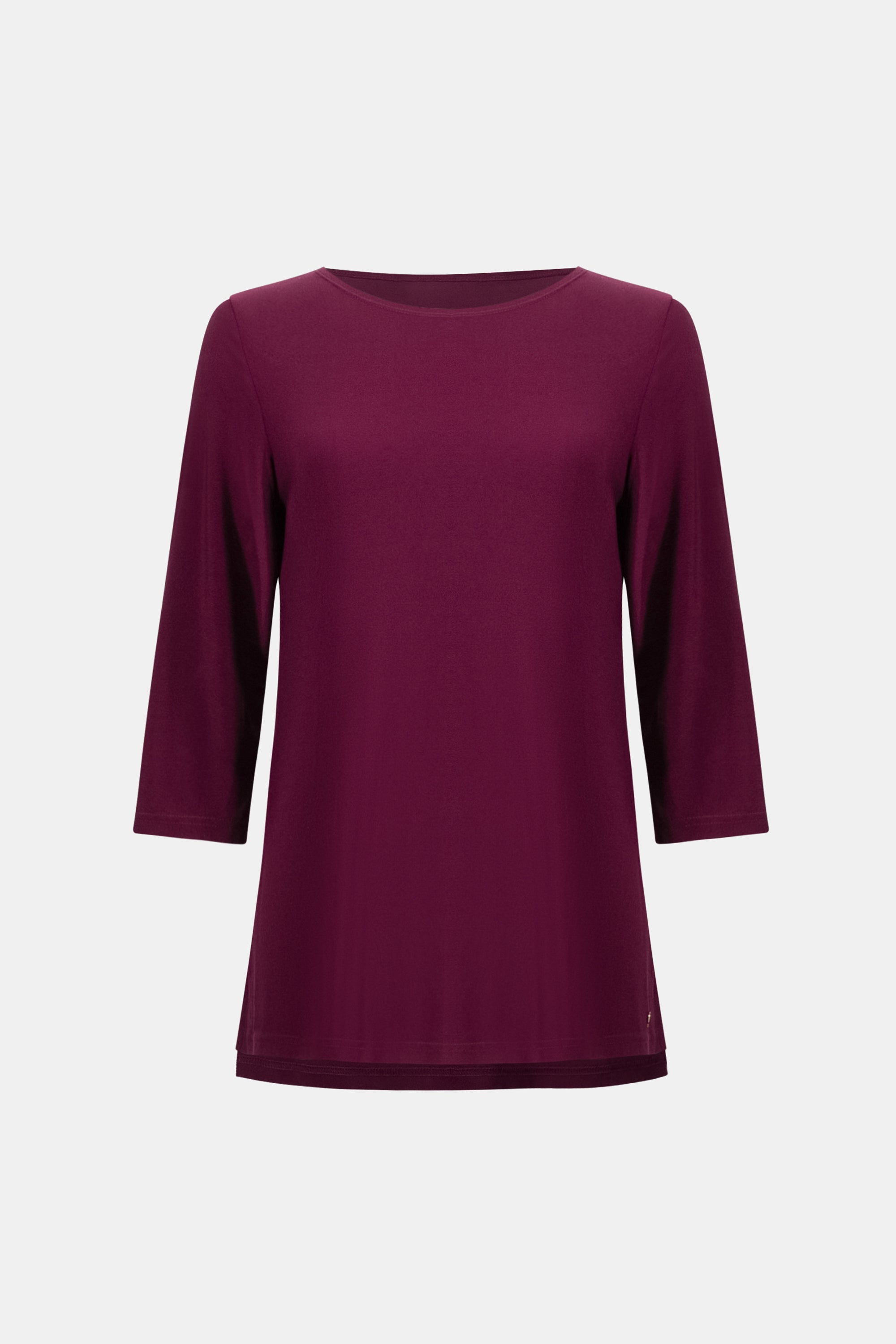 Elderberry Silky Knit Straight Tunic – Women’s Minimal 3/4 Sleeve Top Australia | Classic Everyday Tunic