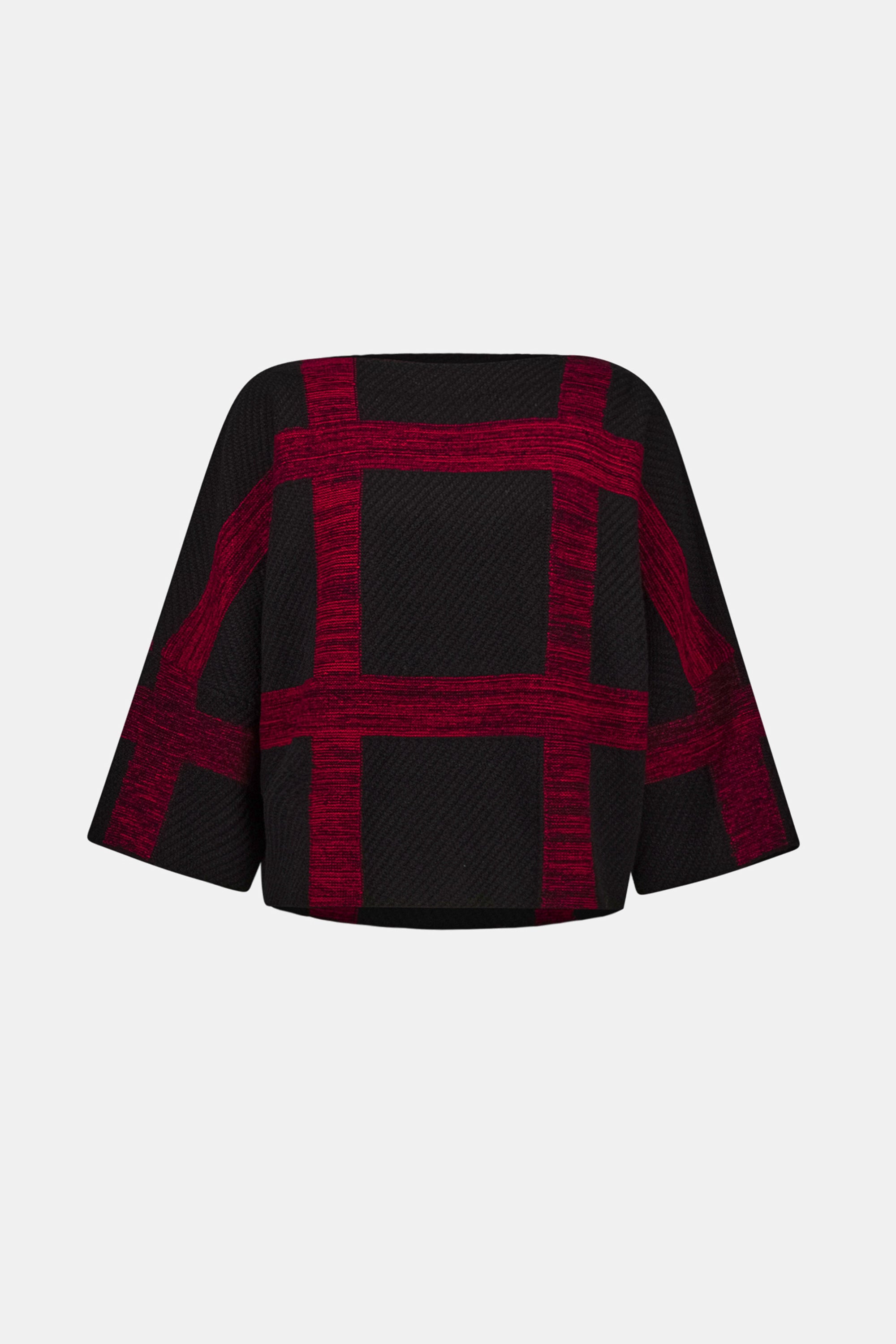 Brushed Viscose And Nylon Plaid Boat-Neck Sweater