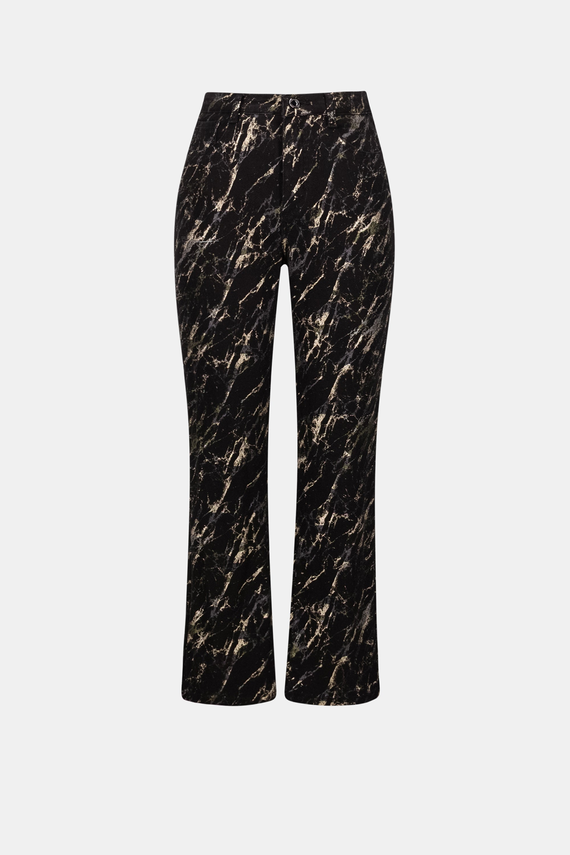 Stretch Denim Abstract Print Straight Leg Classic Jeans